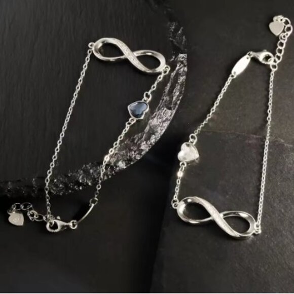 S925 Infinity Heart Symbol Charm Link Bracelet NEW - Picture 5 of 6